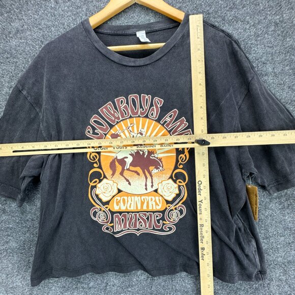 Cowboys Country‎ Music Graphic Tee Extra Large Cropped Boxy Black Western Rodeo - Picture 5 of 8